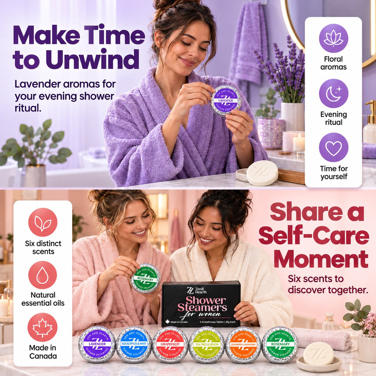Shower Steamer for Women β 6 Pack Gift Set
