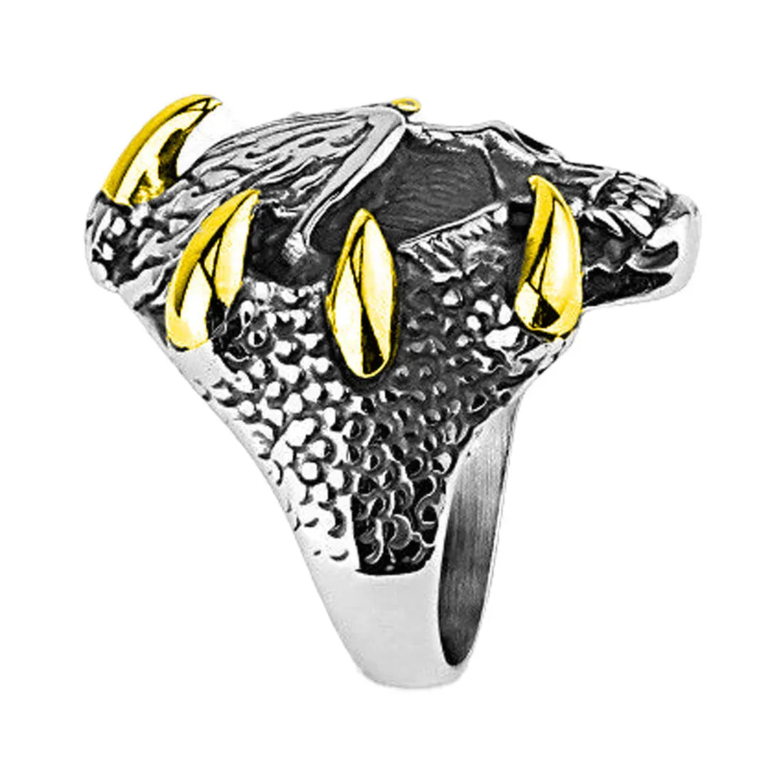 Bague Crâne et Griffes de Dragon GoSteel pour Hommes