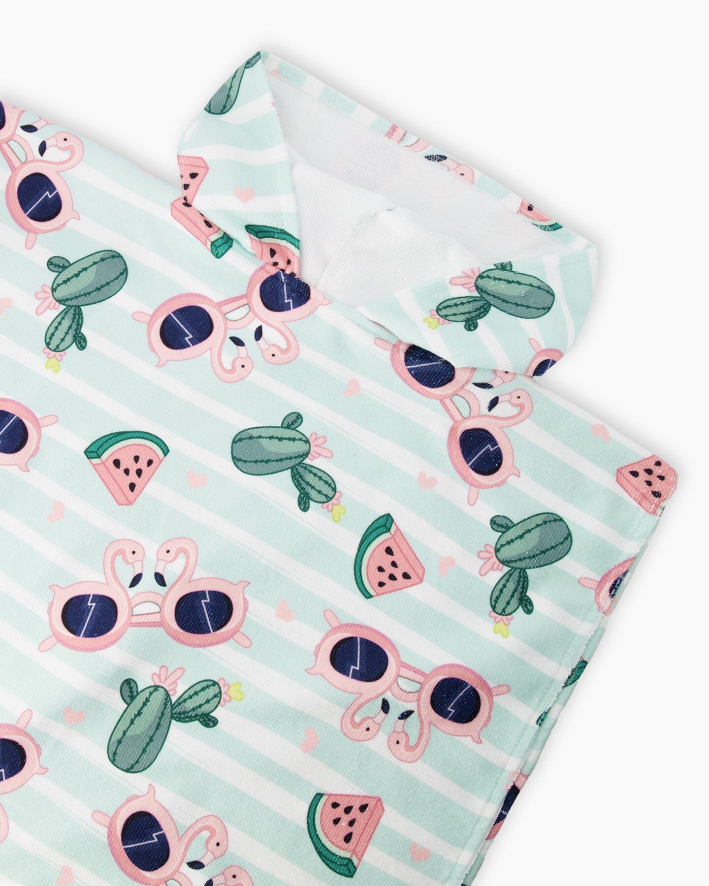 Serviette de Plage à Capuche Imprimé Flamant Rose et Cactus Bleus