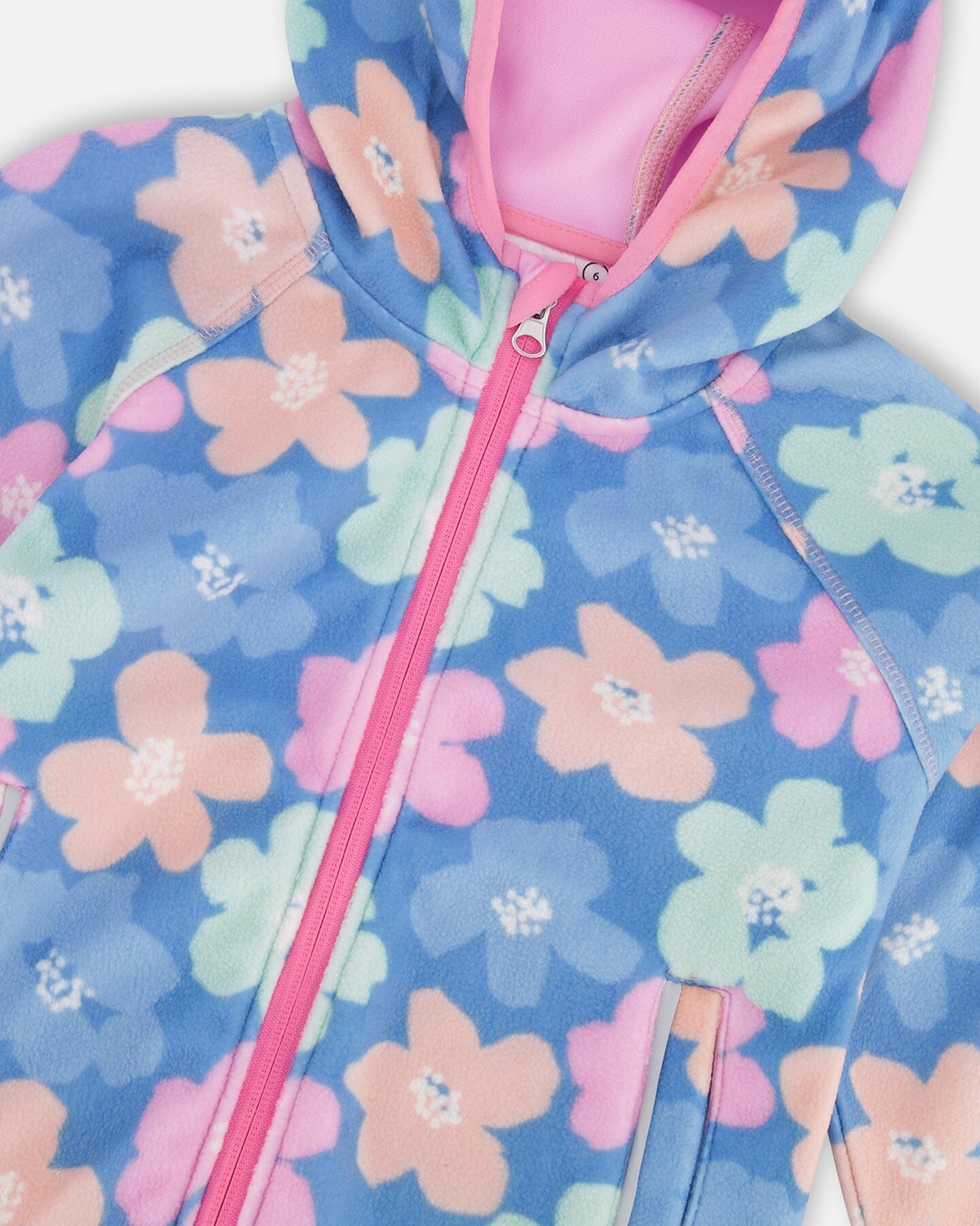 Veste Windfleece Imprimé Floral Bleu