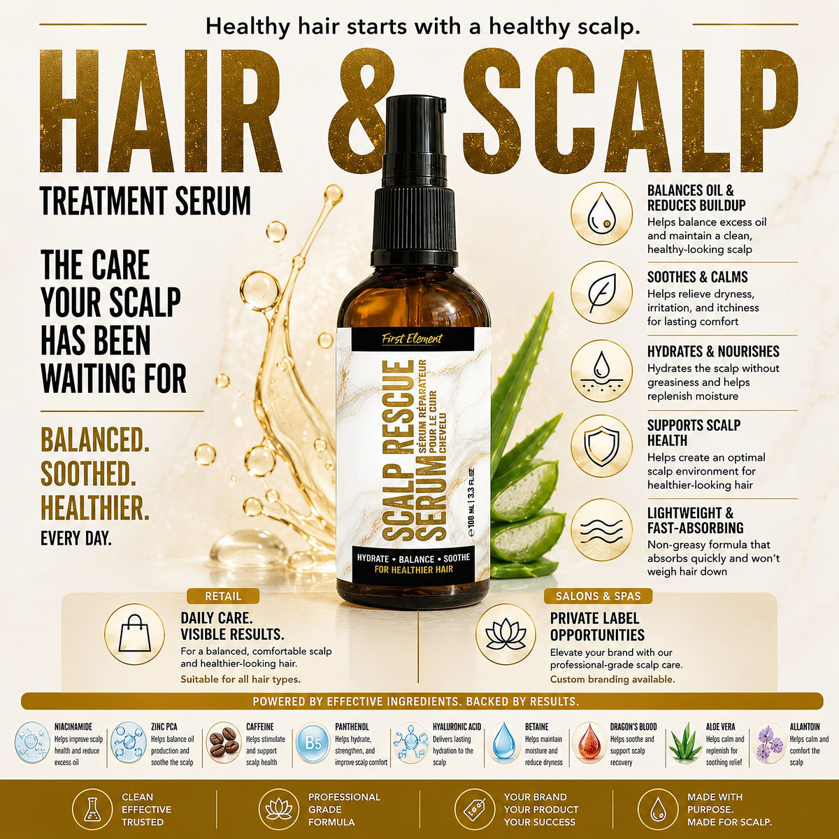 Sérum réparateur pour cheveux et cuir chevelu
