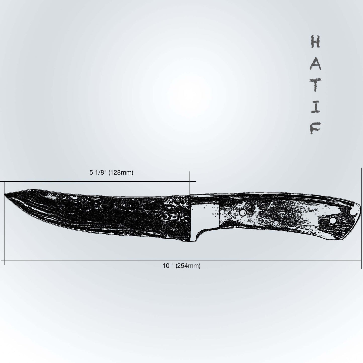 Couteau Hatif Hunter Special - Skinner en acier de Damas de 5 pouces avec étui en cuir