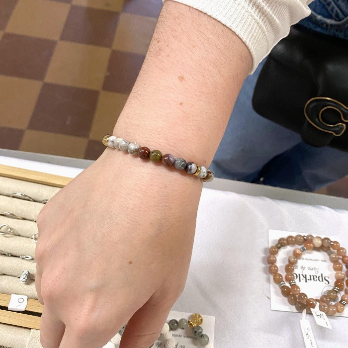 AGATE | Agate and stainless steel bead bracelet