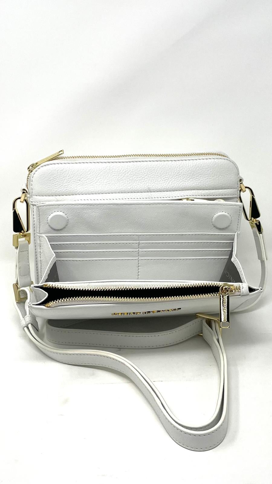 Pure White Crossbody Bag with Detachable Card Holder | Kennedi