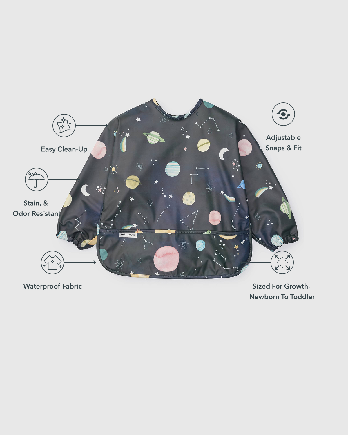 Long Sleeve Bib - Planets