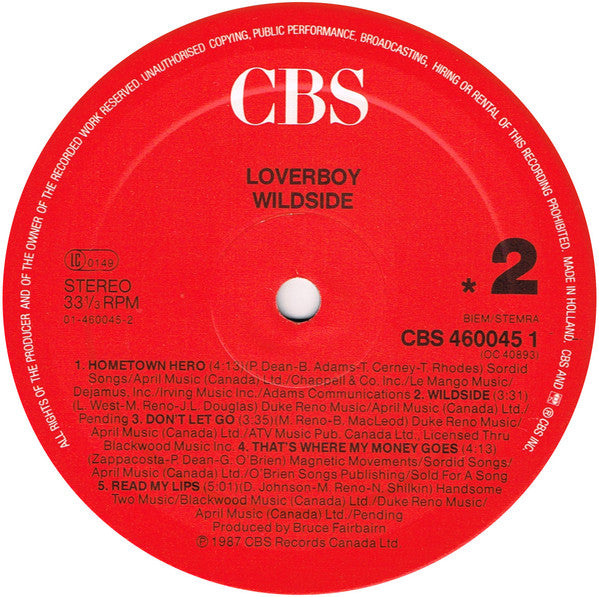 Loverboy – Wildside - 1987 Pressage Européen