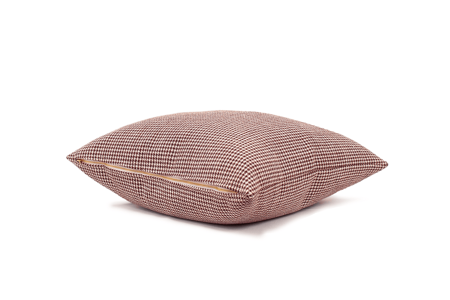 Housse de coussin pied-de-poule cramoisi
