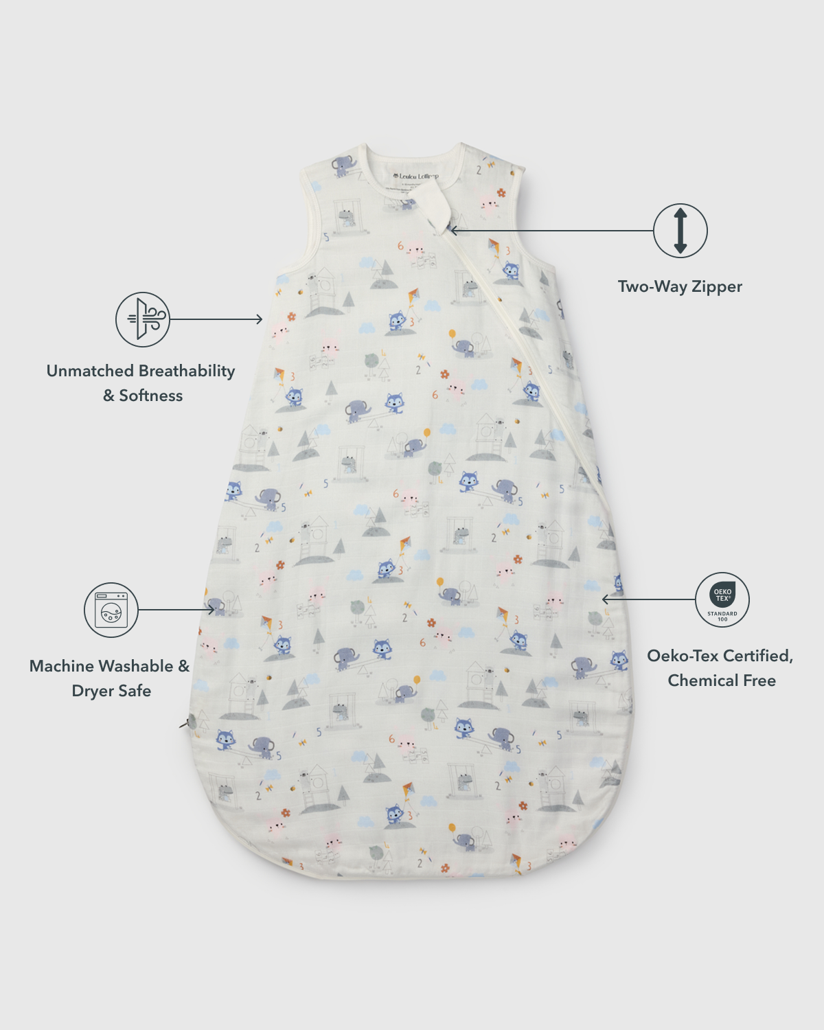 Baby Bamboo Muslin Sleep Bag 0.5 TOG - Mini Mathletes