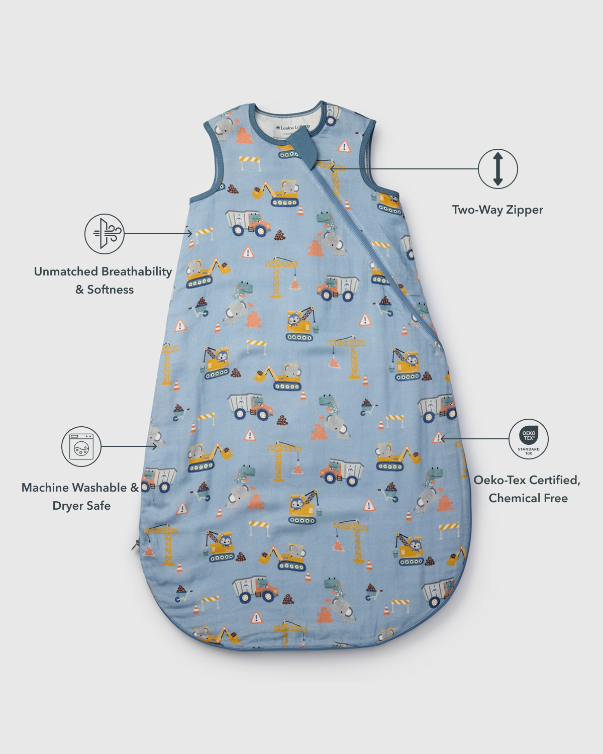 Baby Bamboo Muslin Sleep Bag 0.5 TOG - Tiny Engineers