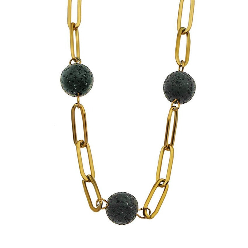 Boucles d'oreilles pendantes en pierre de lave volcanique KARLA