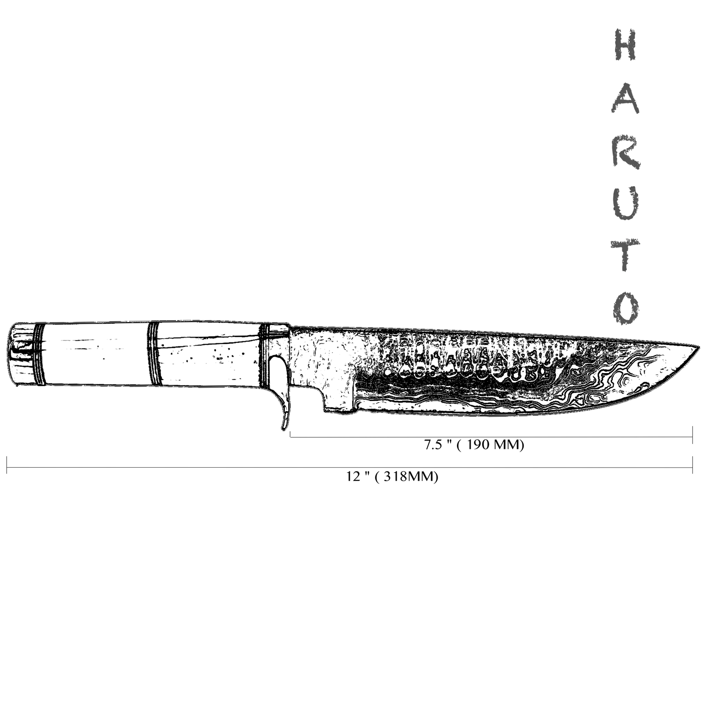 Couteau Bowie Haruto - Manche en os de chameau 7,5 pouces avec étui en cuir