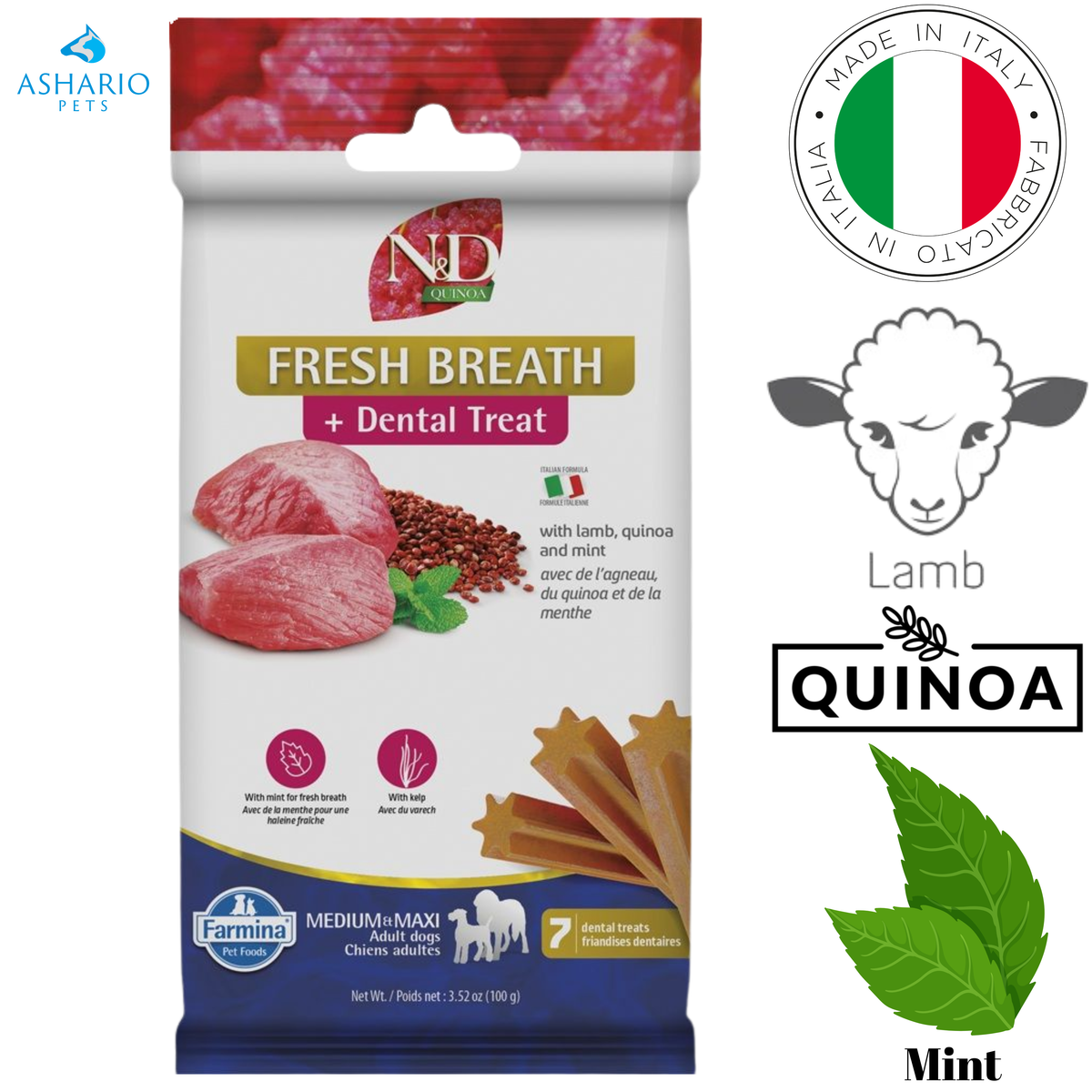 Farmina - Fresh Breath Lamb & Mint Medium & Maxi Dental Dog Treats