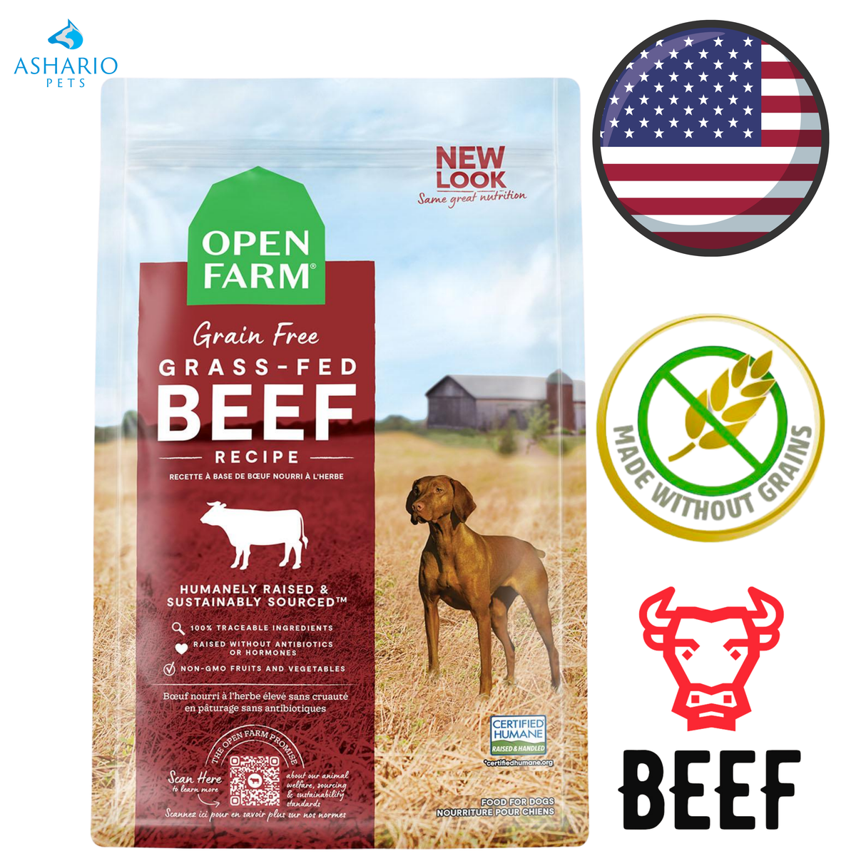 Open Farm - Grain Free Grass-Fed Beef Dry Dog Food