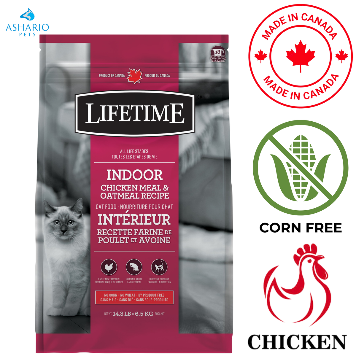 Lifetime - Indoor Chicken & Oatmeal Dry Cat Food