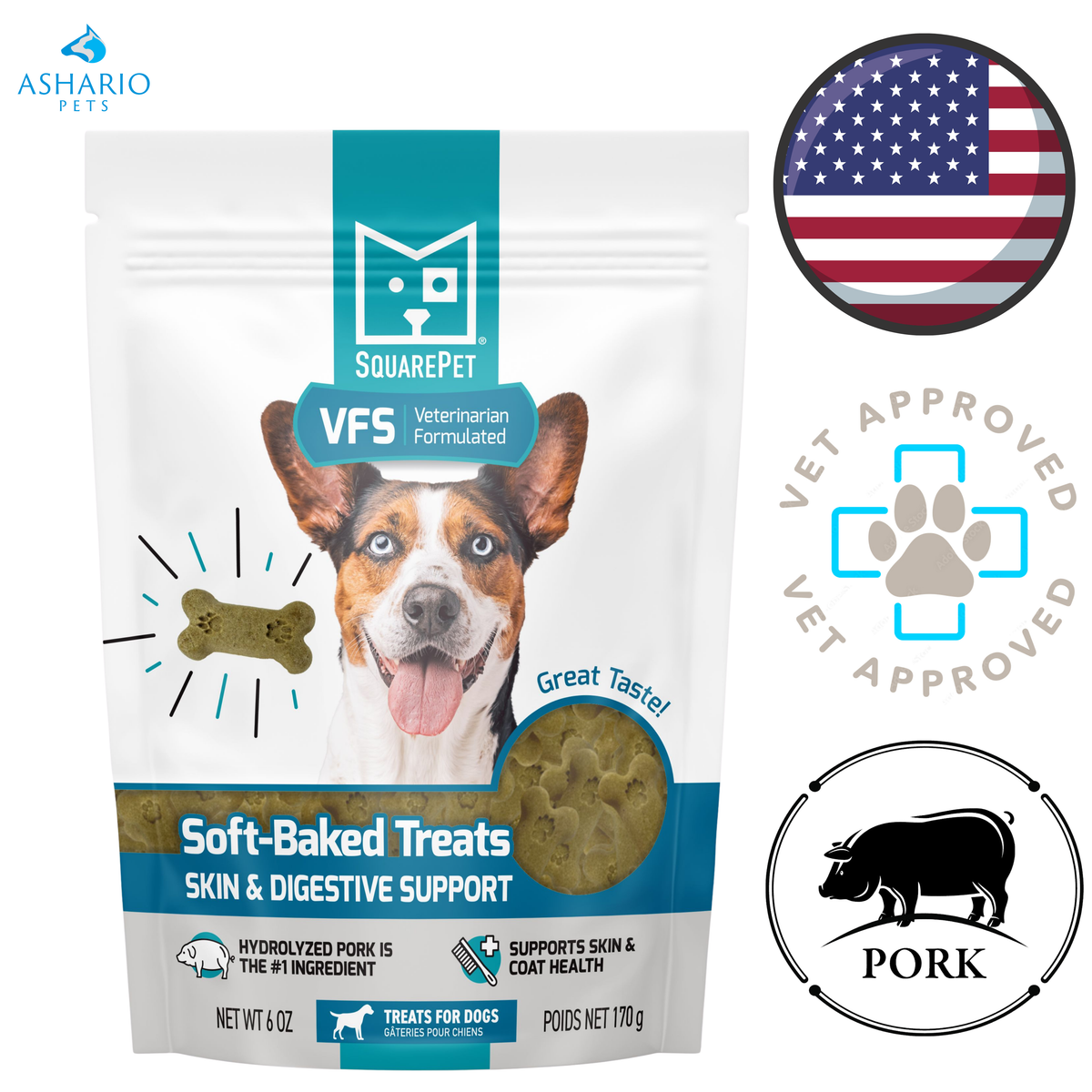 SquarePet - Skin & Digestive Support Soft Baked Dog Treats
