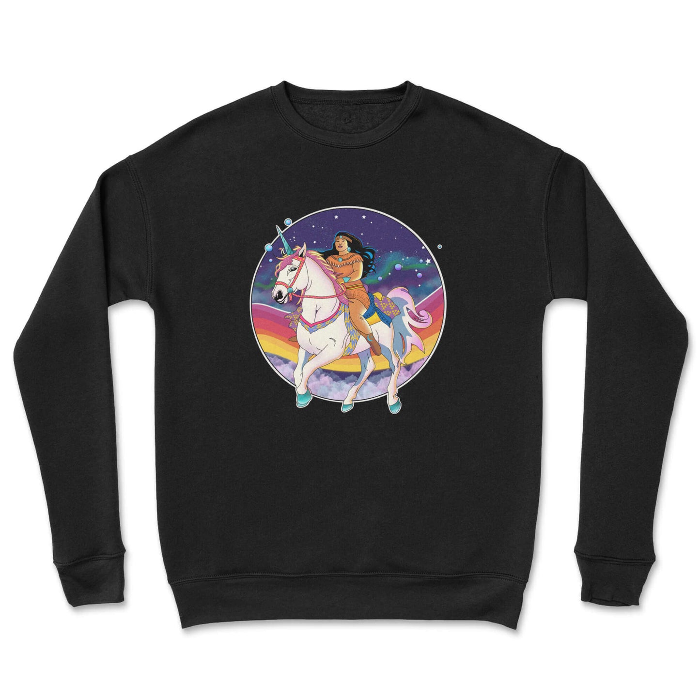 T-shirt col rond Femme Licorne Arc-en-ciel