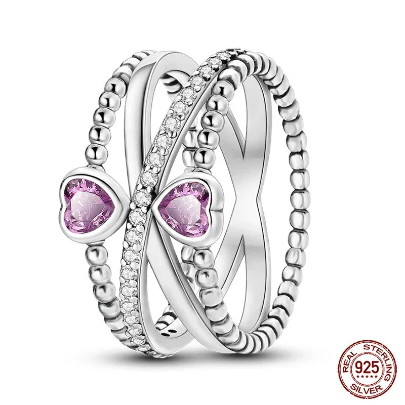 Bague Cœur Double Infini en Argent Sterling 925