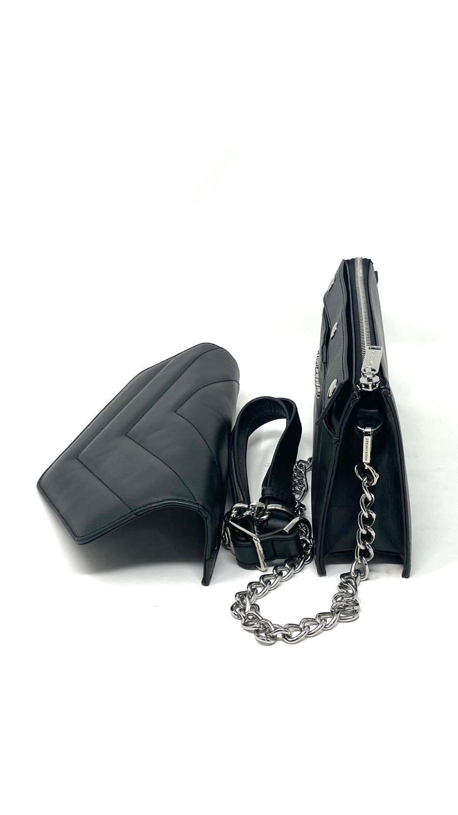 Black leather handbag | Sandrine