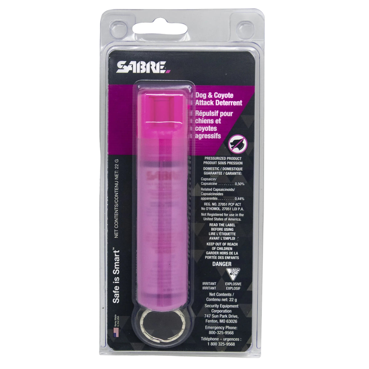 Sabre Dog and Coyote Attack Deterrent 22g with Carry Case and Key Ring