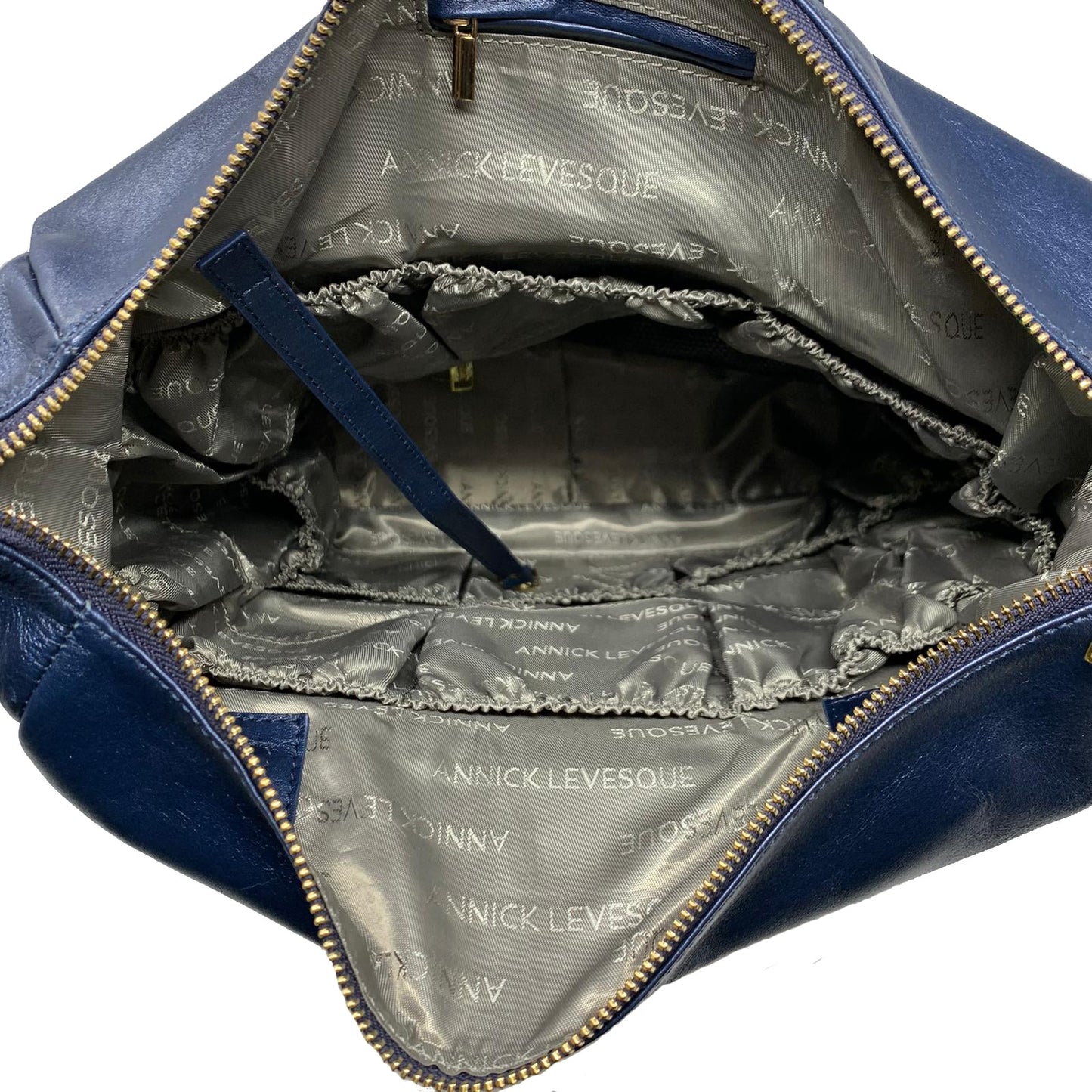 Navy Blue Genuine Leather Backpack, Léanne