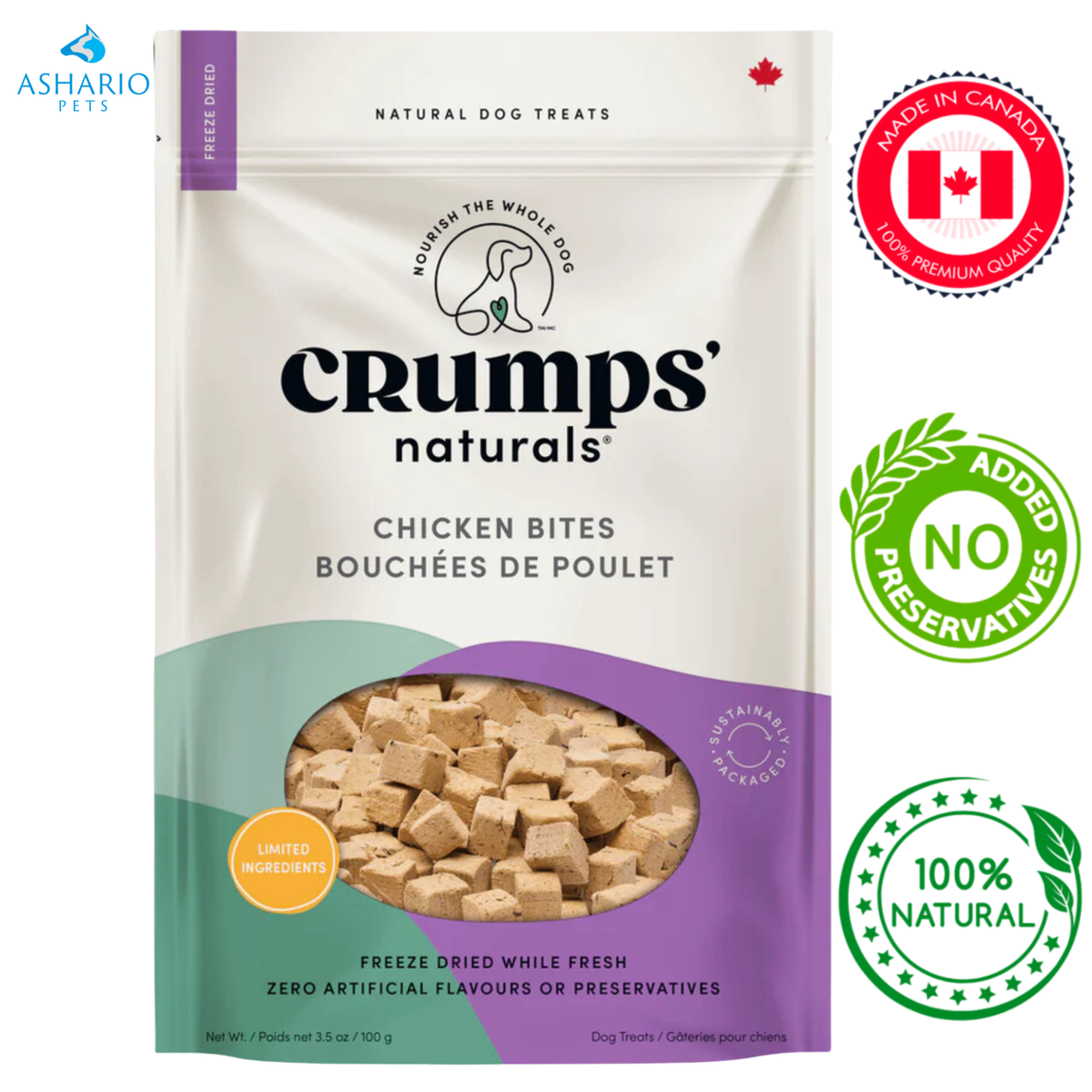 Crumps' Natural - Freeze Dried Chicken Bites Dog Treats