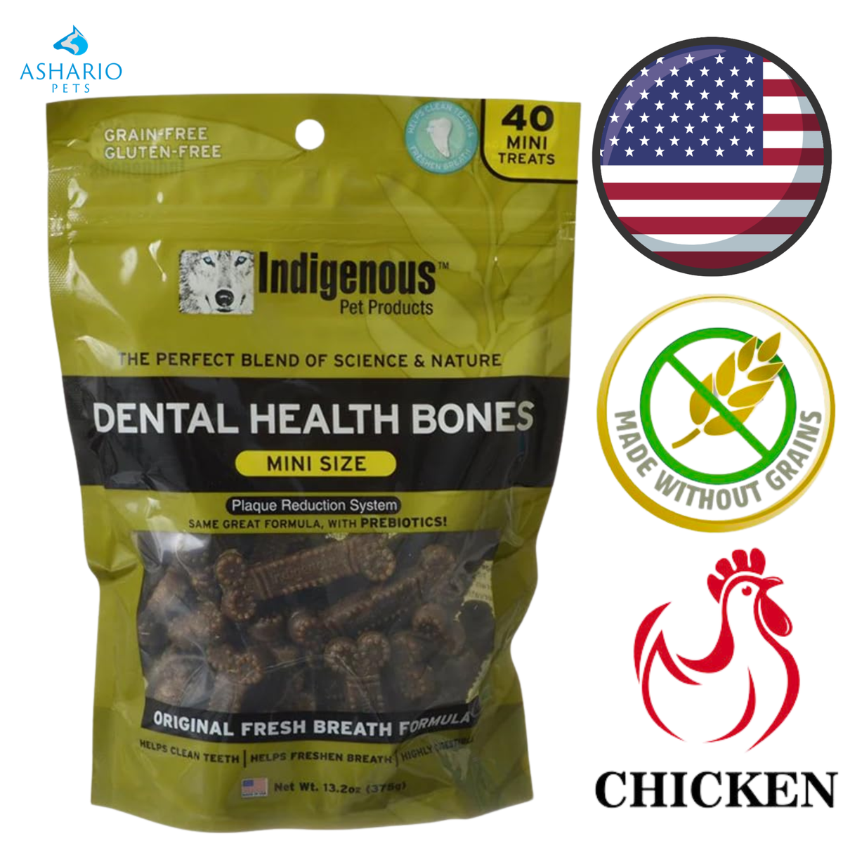 Indigenous Pet - Dental Health Bones MINI Original Fresh Breath Dog Treats