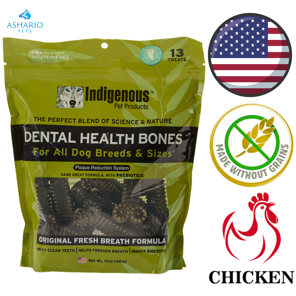 Indigenous Pet - Dental Health Bones Original Fresh Breath Dog Treats