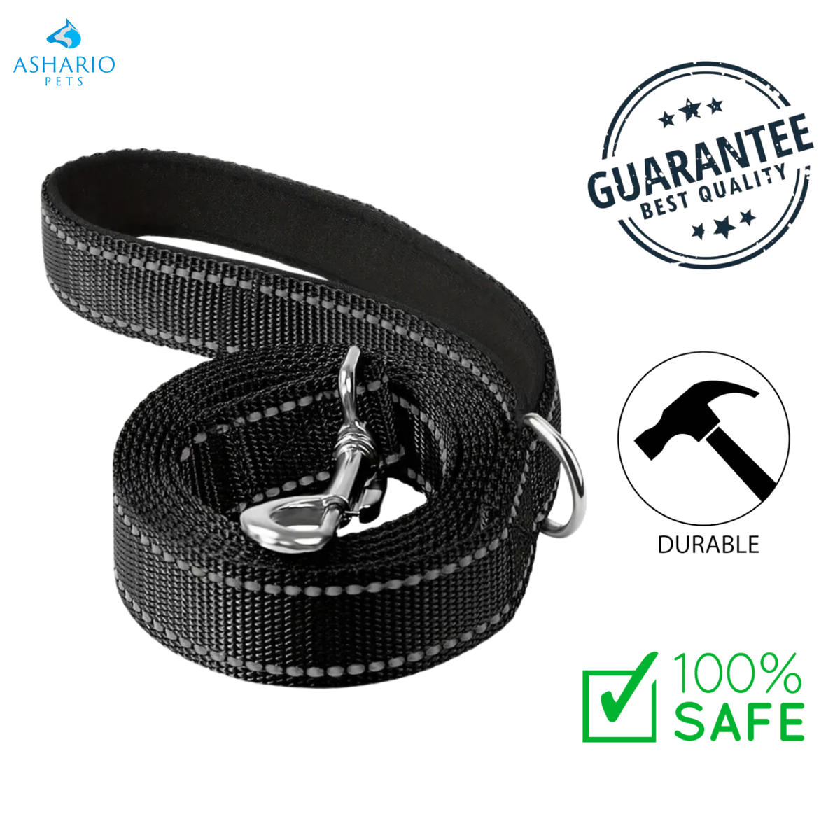 Ashario Pets - Reflective Comfort Dog Leash