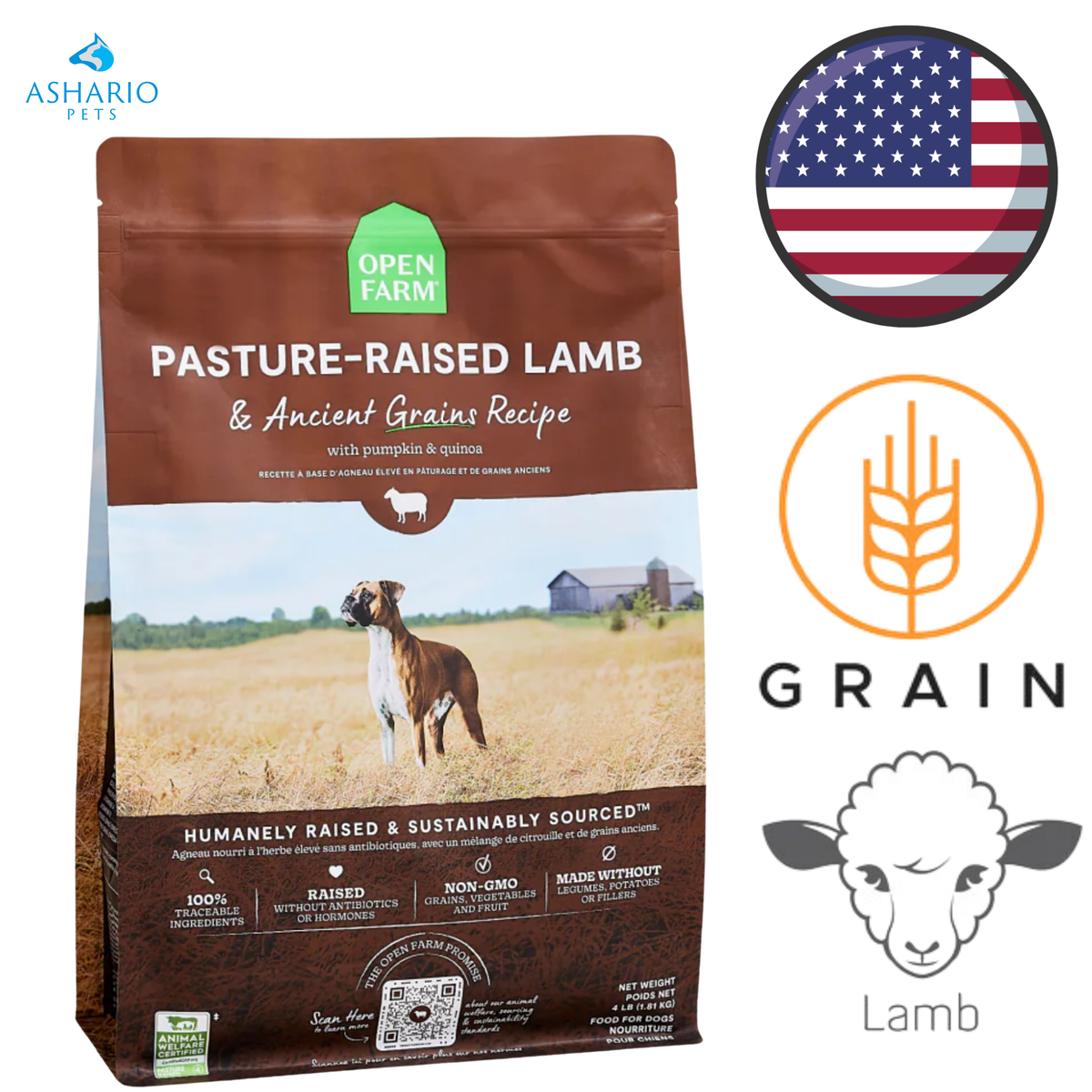 Open Farm - Pasture-Raised Lamb & Ancient Grains Dry Dog Food