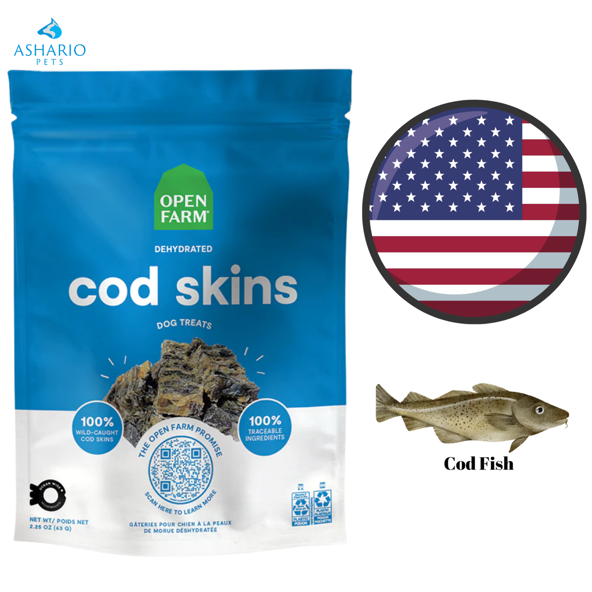 Open Farm - Cod Skins Dehydrated Dog Treats