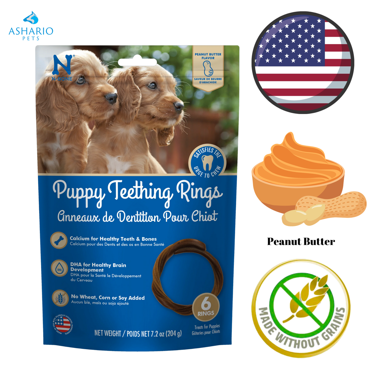 NPIC - Puppy Peanut Butter Flavour Teething Rings