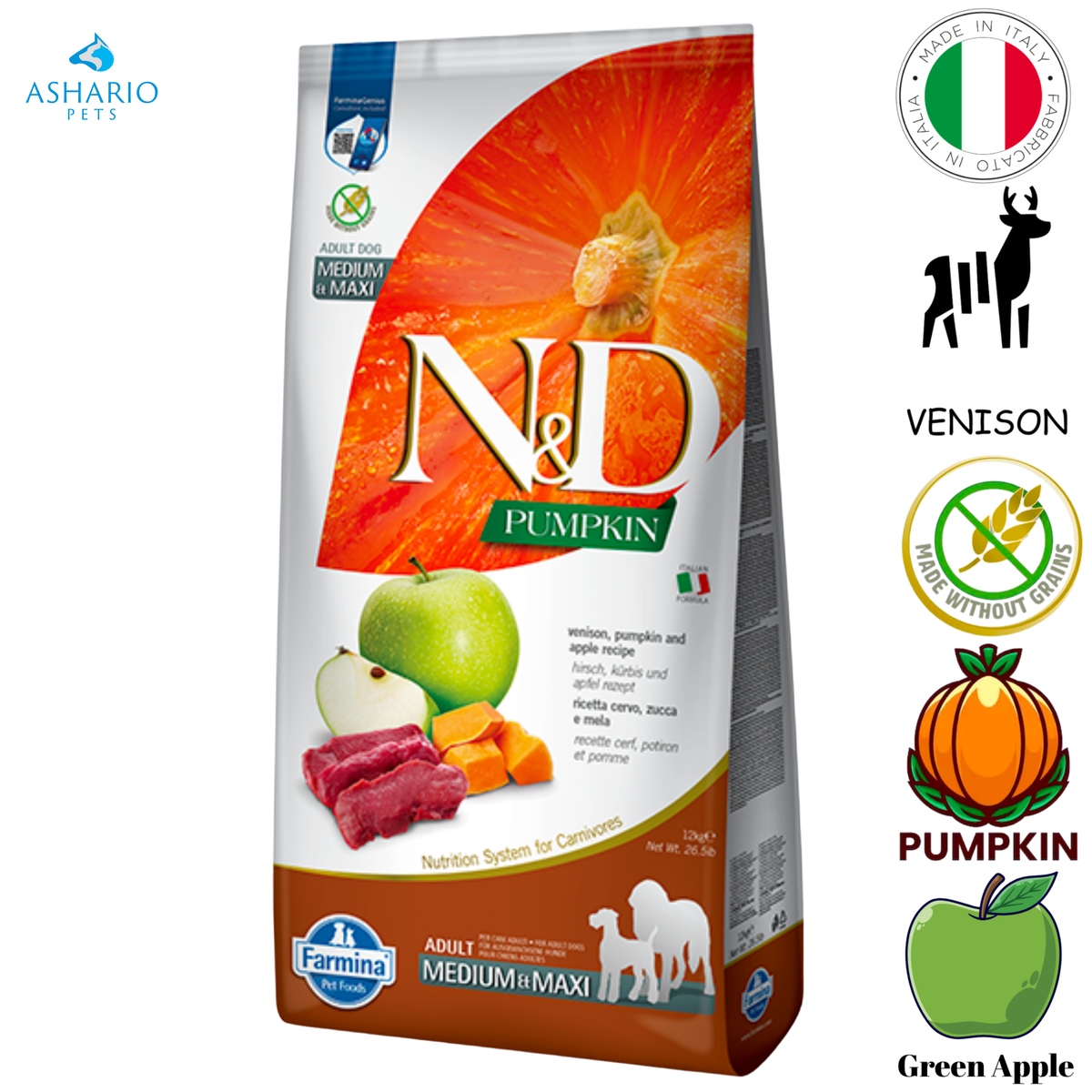 Farmina - Pumpkin Venison & Apple Medium & Maxi Dry Dog Food