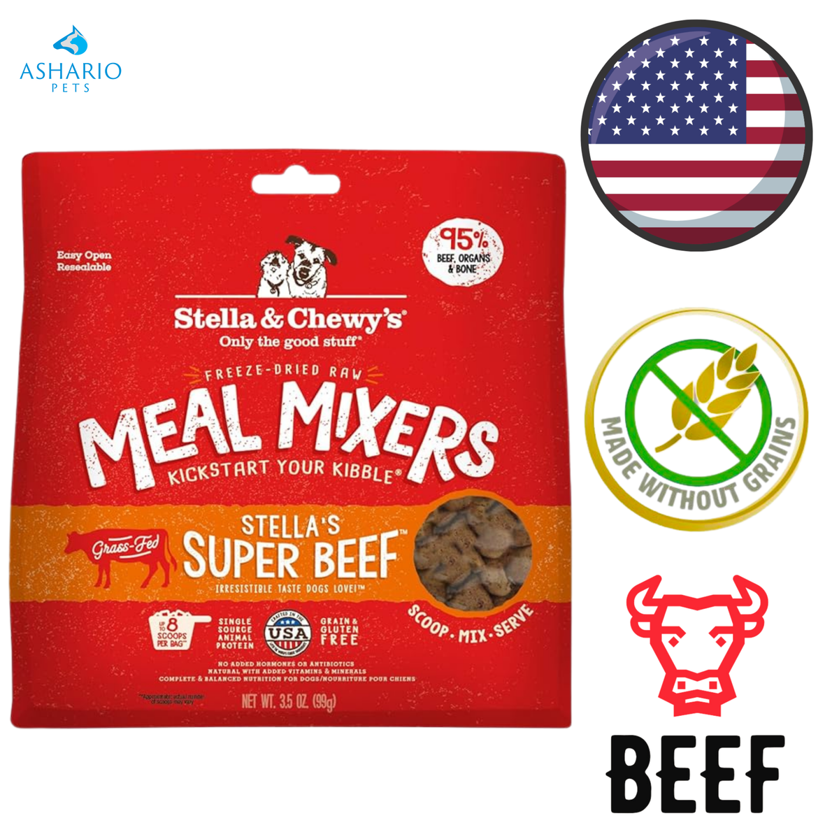 Stella & Chewy's - Stella's Super Beef Freeze Dried Raw Meal Mixers For Dogs