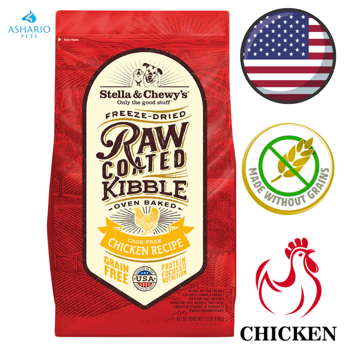 Stella & Chewy's - Grain Free Chicken Raw Coated Kibble Dry Dog Food