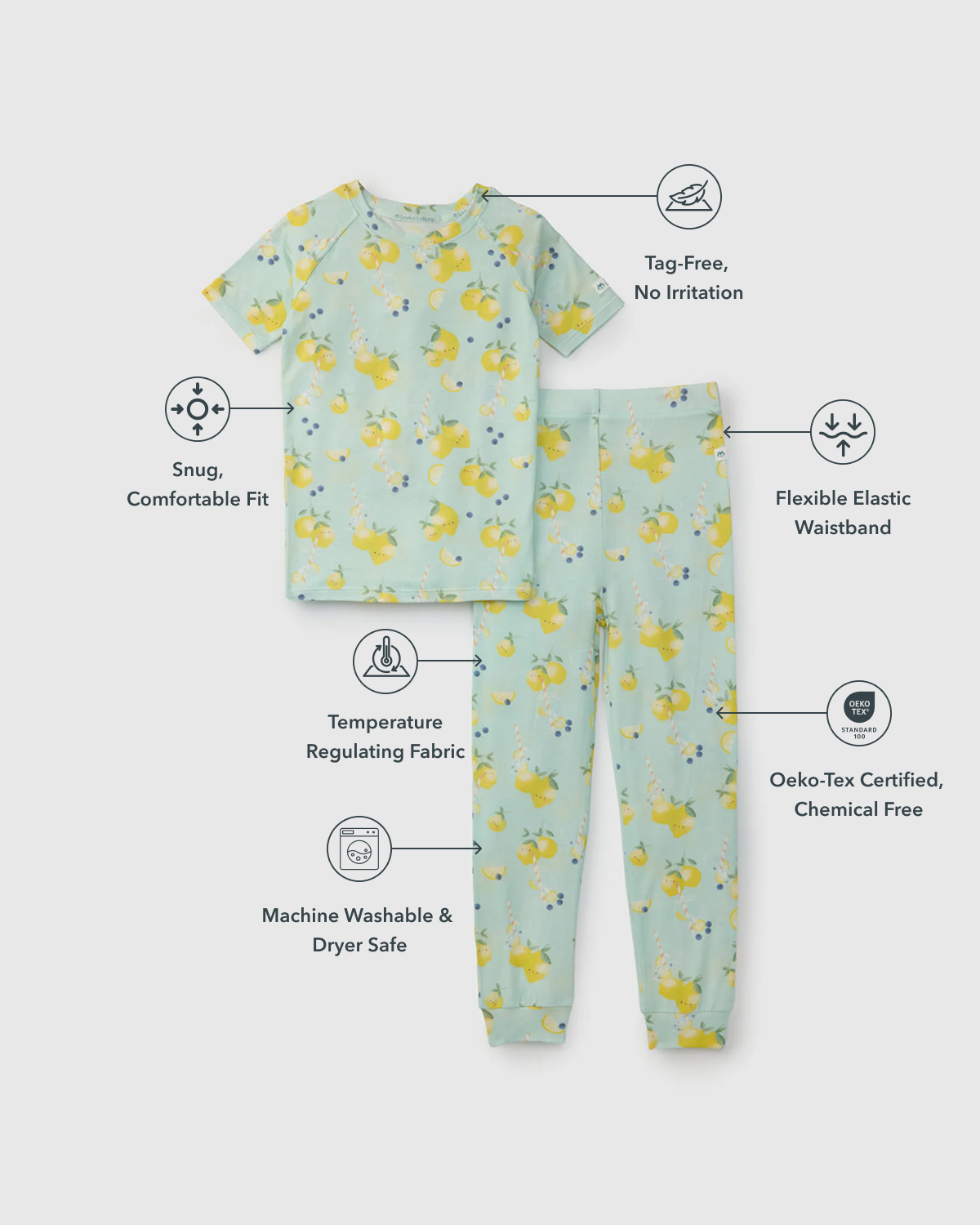 Short Sleeve Long Pants Summer Pajama Set TENCEL™ - Lemon Squeezy