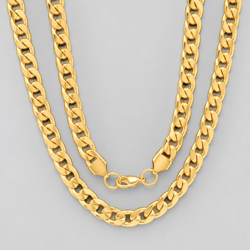 Collier à chaîne classique Steeltime | Acier inoxydable et plaqué or 18 carats