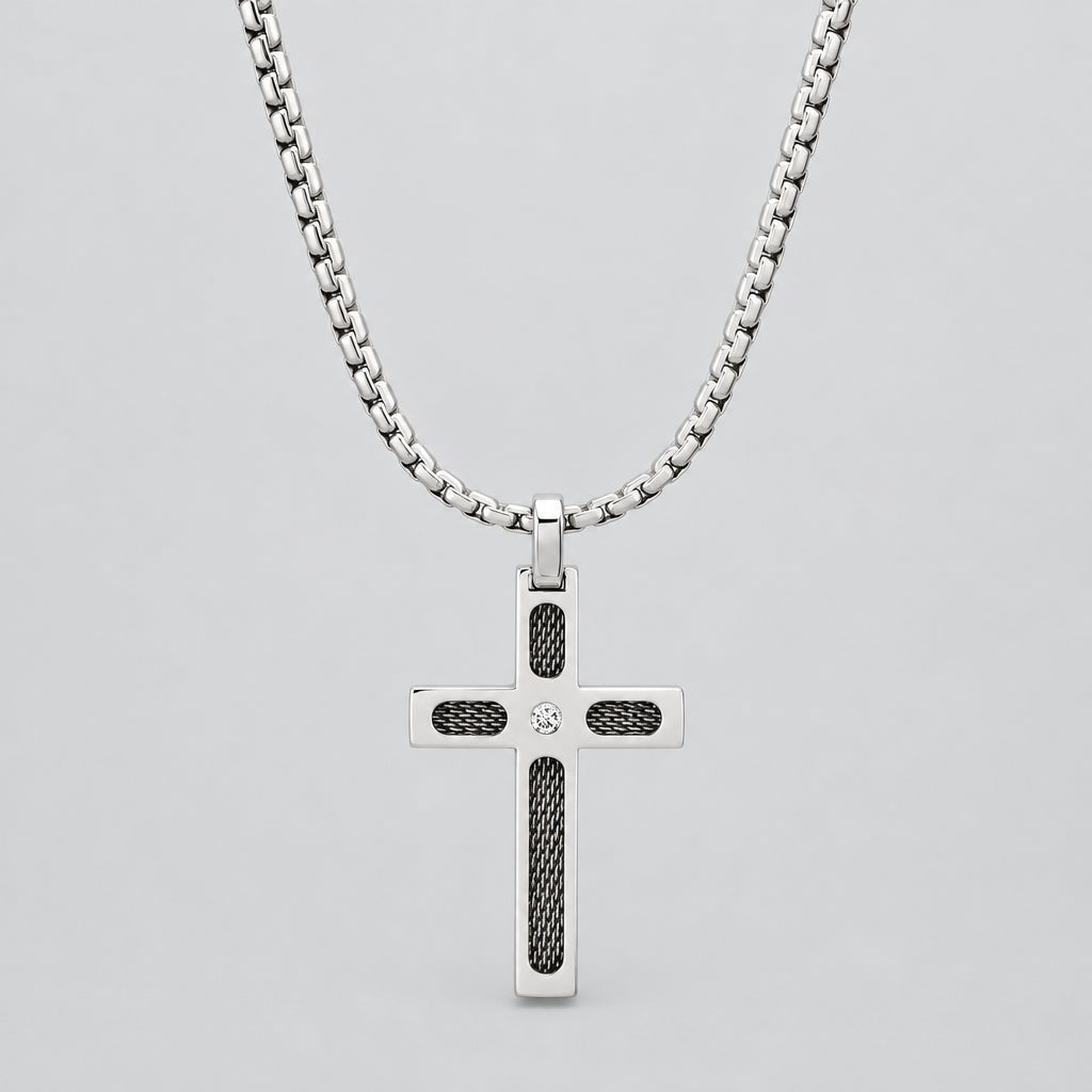 Pendentif croix en diamant Steeltime