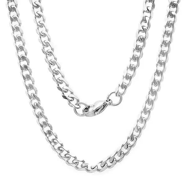 Collier chaîne cubaine fine Steeltime | Chaîne en acier inoxydable