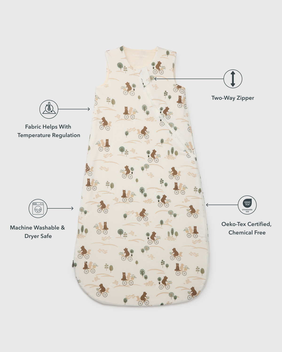 Baby Sleep Bag TENCEL™ 1.0 TOG - Bears on Bikes
