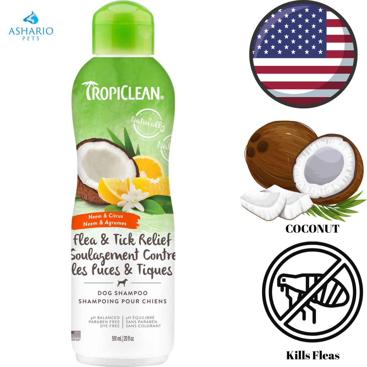 TropiClean - Flea & Tick Relief Dog Shampoo