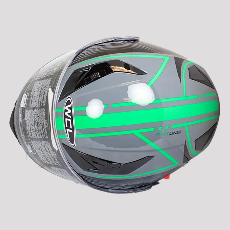 Casque de moto modulable West Coast Leather noir et vert