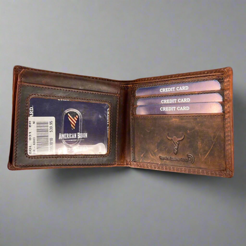 Portefeuille Bifold en cuir de vache pour homme avec aigle en relief