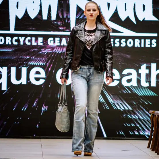 Blouson de motard femme en cuir de mouton