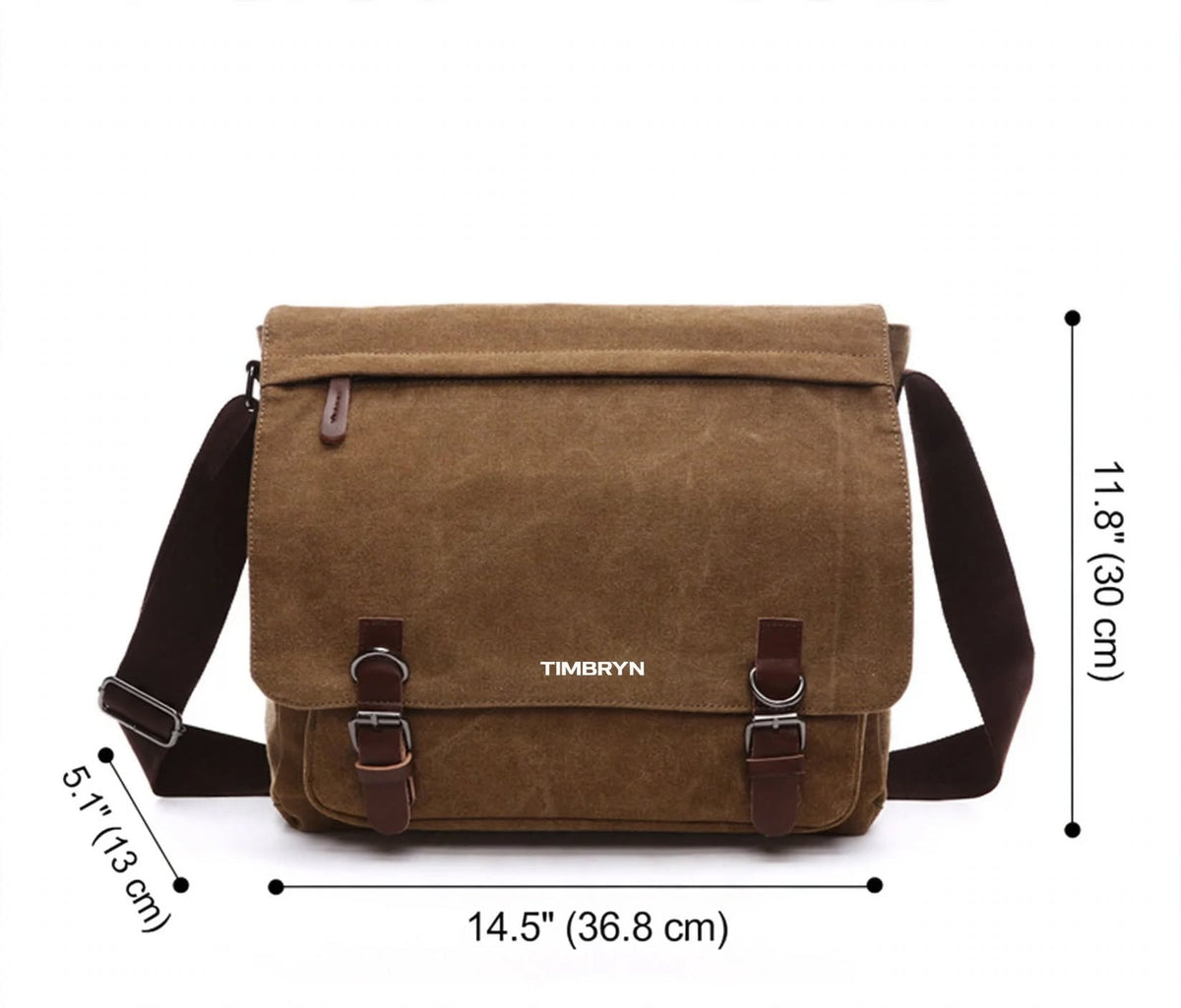 Premium Canvas & Leather Messenger Bag | Vintage Crossbody Satchel