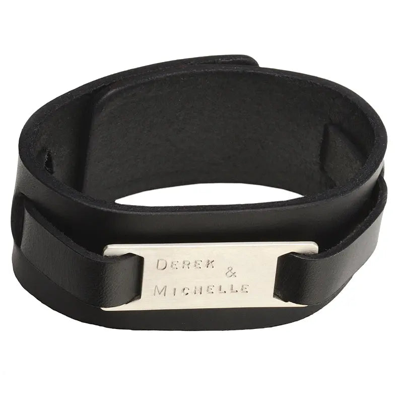 Manchette en cuir noir pour homme