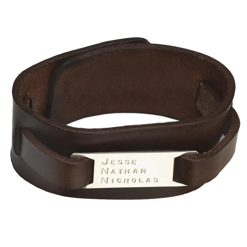 Manchette en cuir marron pour homme