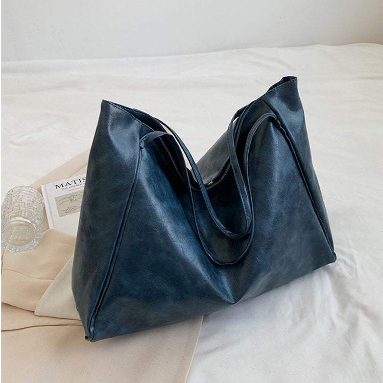 Vintage PU Leather Shoulder Bag for Women, Large Capacity Tote Handbag