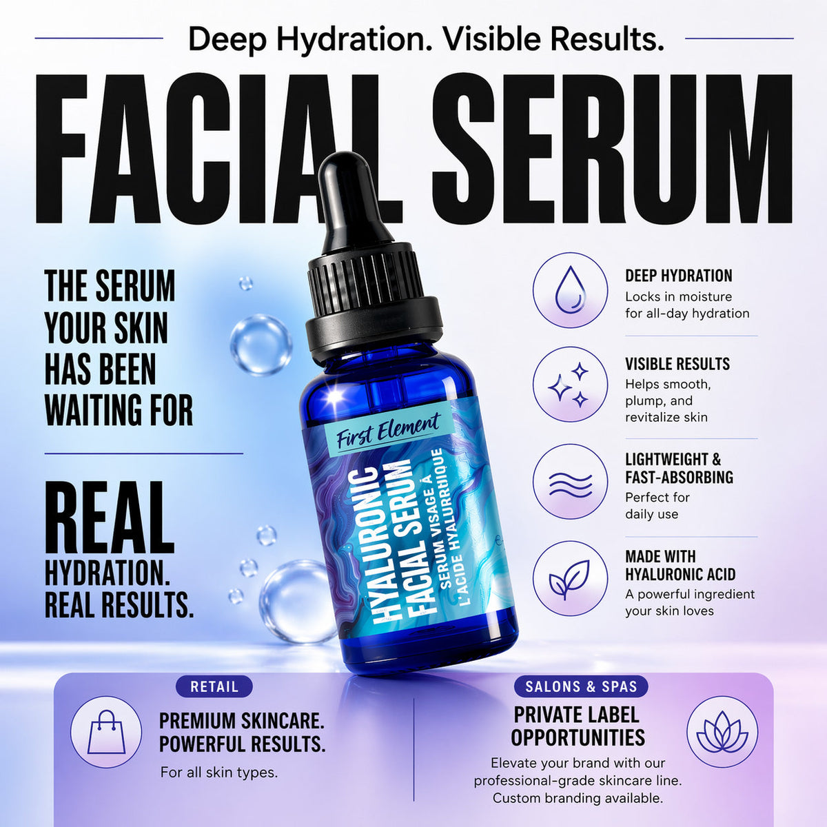 Sérum hydratant premium à l'acide hyaluronique