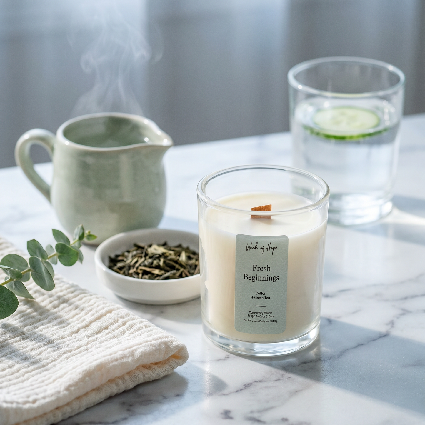 Fresh Beginnings Candle | Cotton + Green Tea