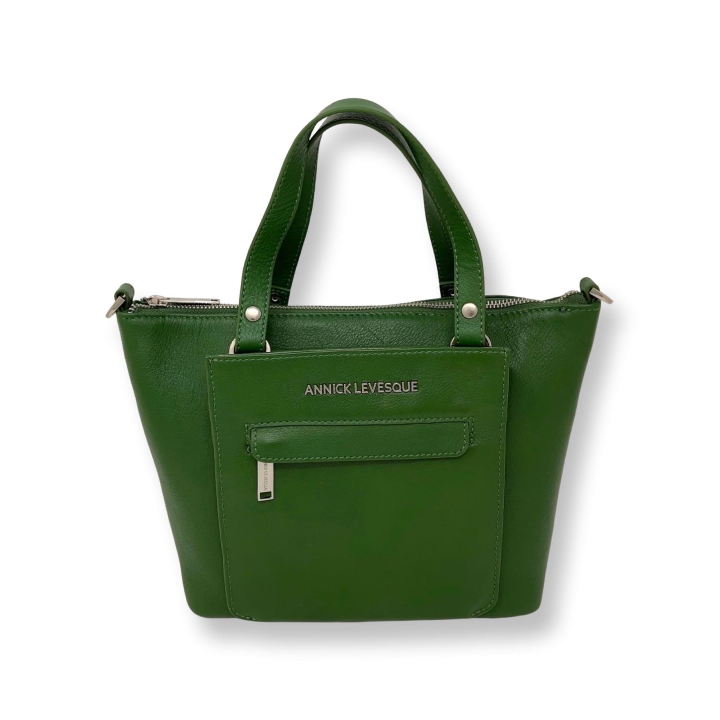 Sac à main en cuir véritable vert, Lina